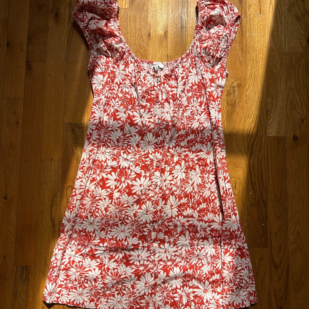 Madewell Burnt Orange and White Floral Top